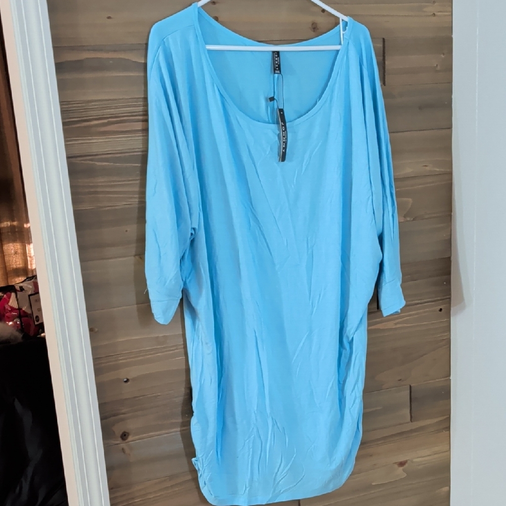 Johnny Light Blue Scoop Neck Tunic Dress 5X